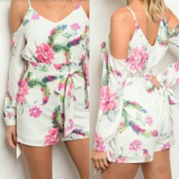 Pants - WHITE FLORAL ROMPER